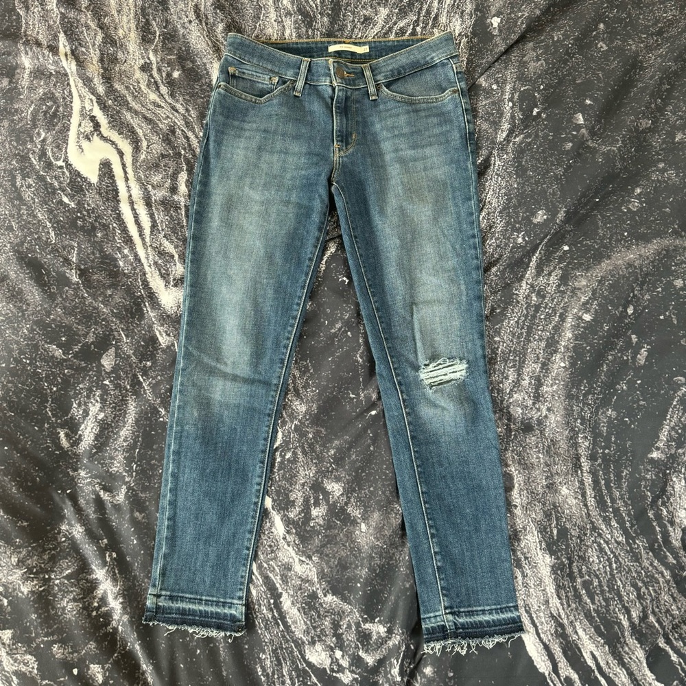 Levis Jeans Womens 27 Blue Skinny 711 Cropped Ankle Medium Wash Stretch Denim